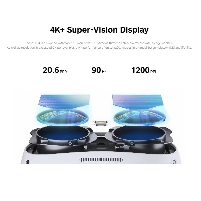 4 VR Headset All-In-One Virtual Reality Headset 8+128G/256G 3D Smart Glasses 4K+ Display Games Helmet for Metaverse&Stream