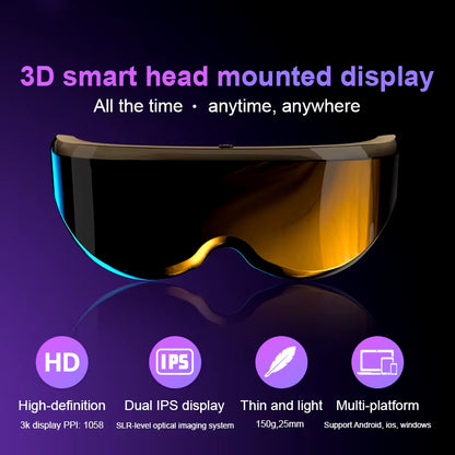 Big Screen Android System 3D Smart Video Glasses 4K Virtual Reality Cinema Watch Movies IMAX Smart Glasses VR 2D 3D Eyeglasses