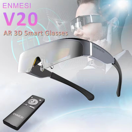 V20 3D AR Smart Virtual Glasses 4K 200 Inch Max Screen VR All-In-One with Dual FHD Micro-Oled&0-500° Myopic Smart Lens